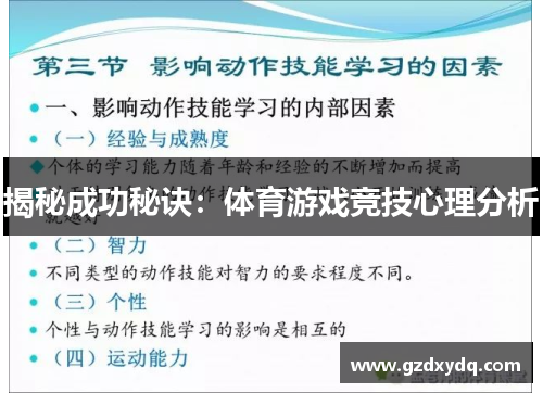 揭秘成功秘诀：体育游戏竞技心理分析